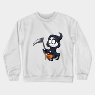 Kid In Reaper Costume Trick Or Treating Crewneck Sweatshirt